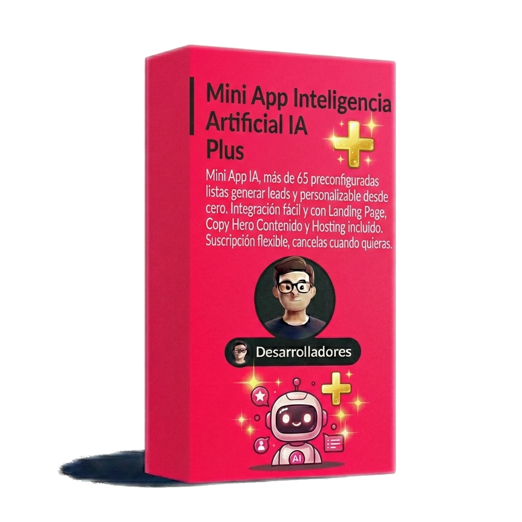 Incluye elegir entre más de 65 mini apps preconfiguradas ó personalizar una mini app desde cero más landing page